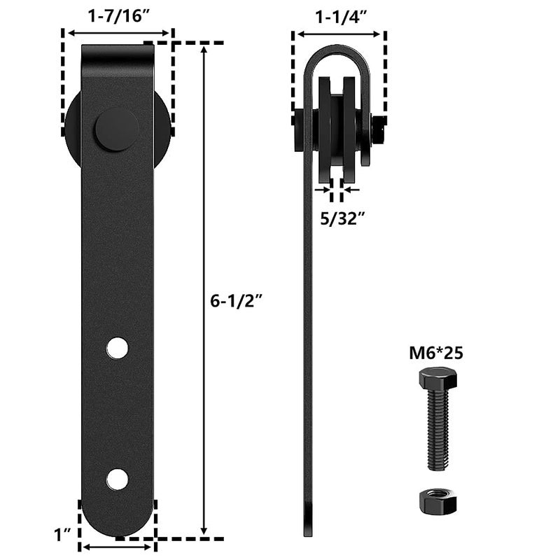 skysen Cabinet Sliding Barn Door Hardware Kit Super Mini Sliding Door Hardware for Wardrobe Cabinet TV Stand (ykd2-Roller Set) - Image 2